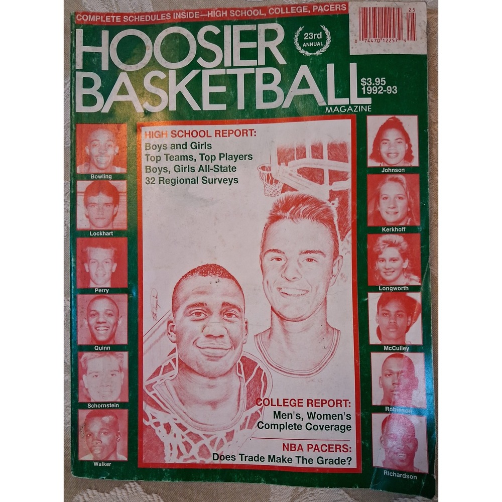Hoosier Basketball Magazine 1992-93 23rd Annual Indiana High School College NBA